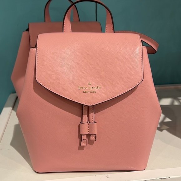 Kate Spade Lizzie Medium Flap Backpack Bright Carnation - Picture 16 of 16